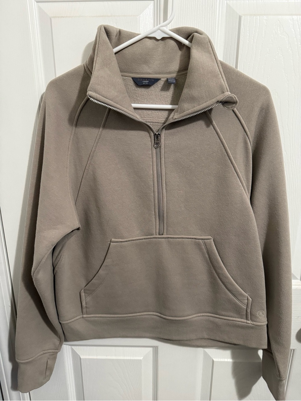 Danskin Taupe Half-Zip Fleece Pullover